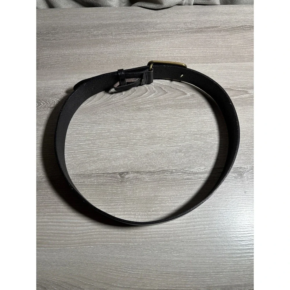 Lauren Ralph Lauren Black Leather Belt Gold Lion Crest Trophy Buckle Designer